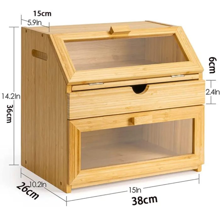 Bamboo Wood Bread Box - Image 1